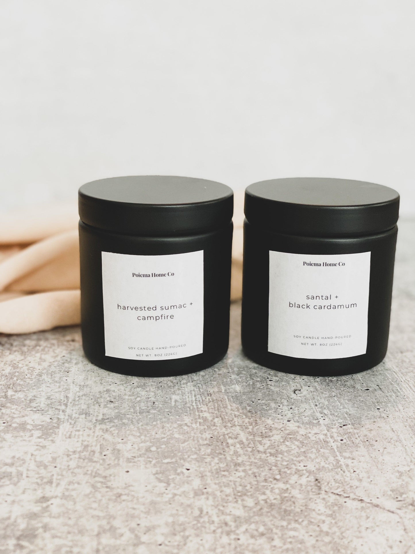 Luxury Hand-Poured Soy Wax Candles: Santal + Black Cardamom - Poiemahomeco