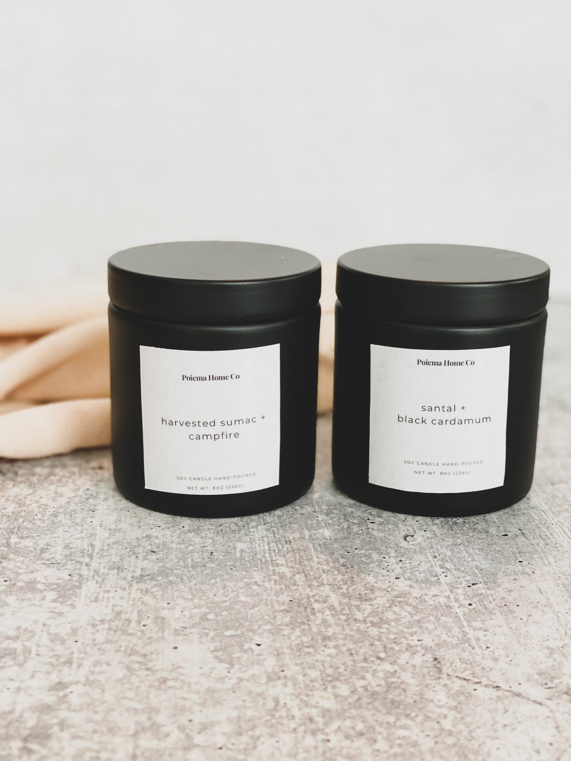 Luxury Hand-Poured Soy Wax Candles: Santal + Black Cardamom - Poiemahomeco