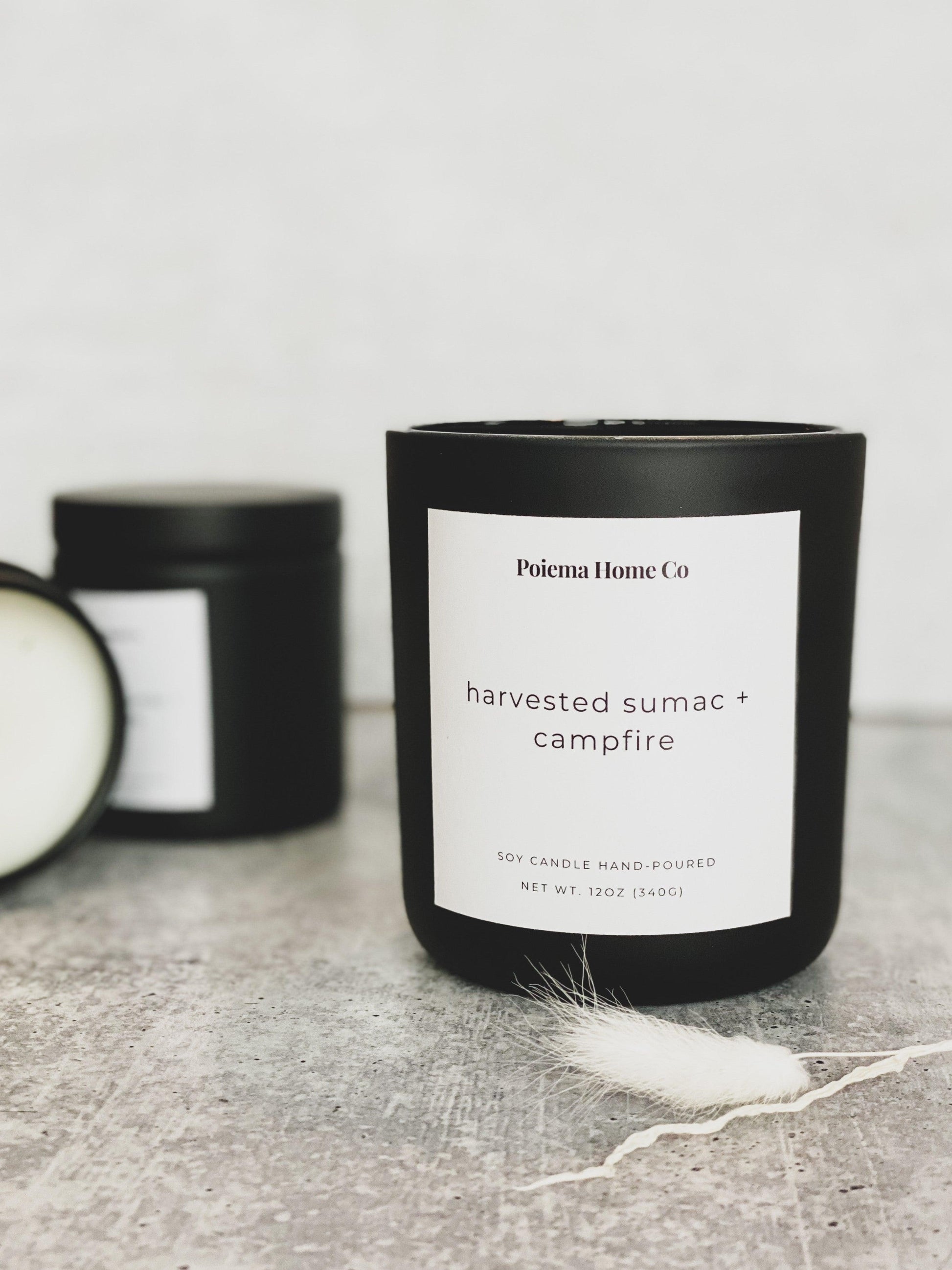 Luxury Hand-Poured Soy Wax Candles | Harvested Sumac + Campfire - Poiemahomeco