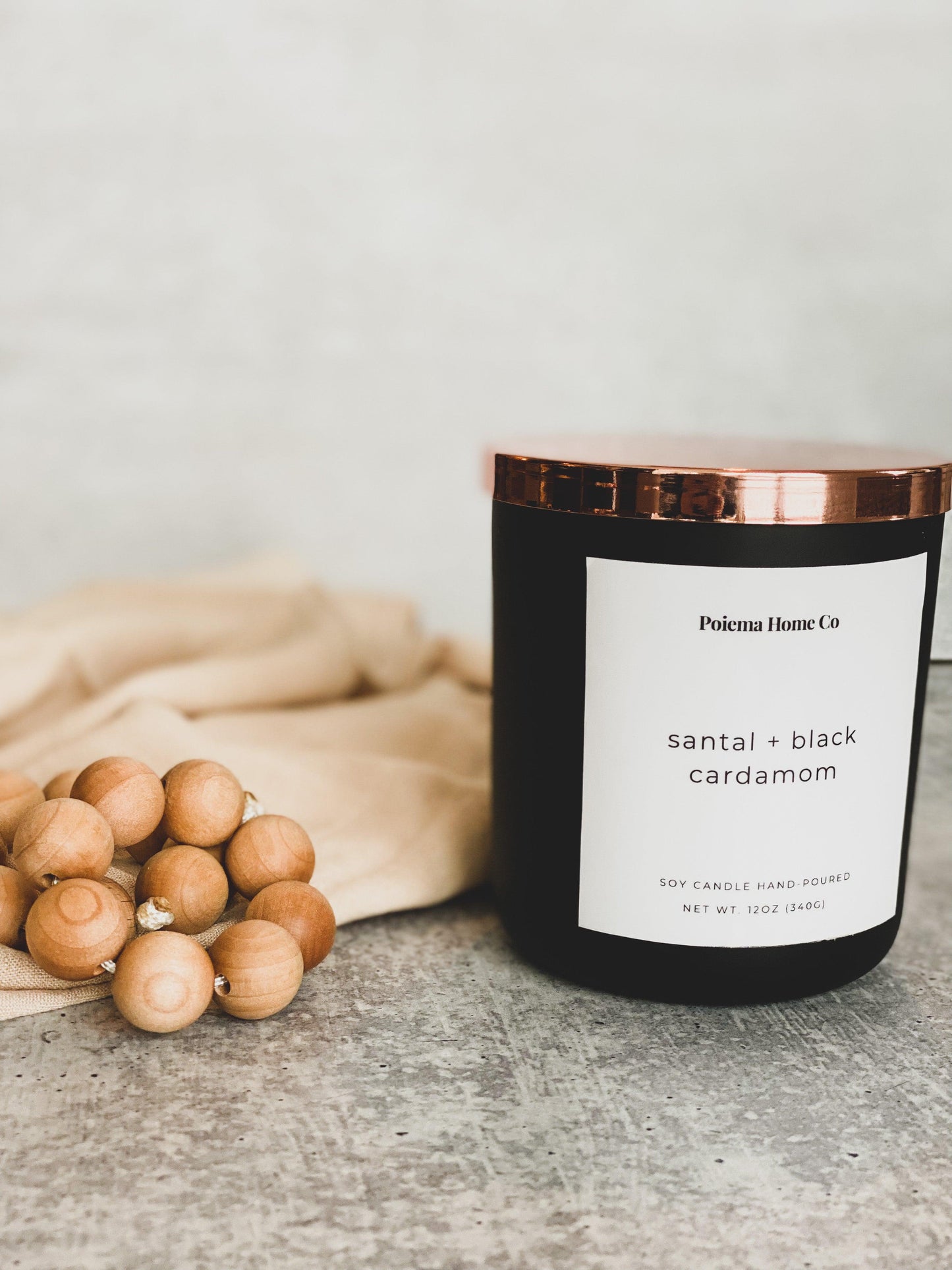 Luxury Hand-Poured Soy Wax Candles: Santal + Black Cardamom - Poiemahomeco