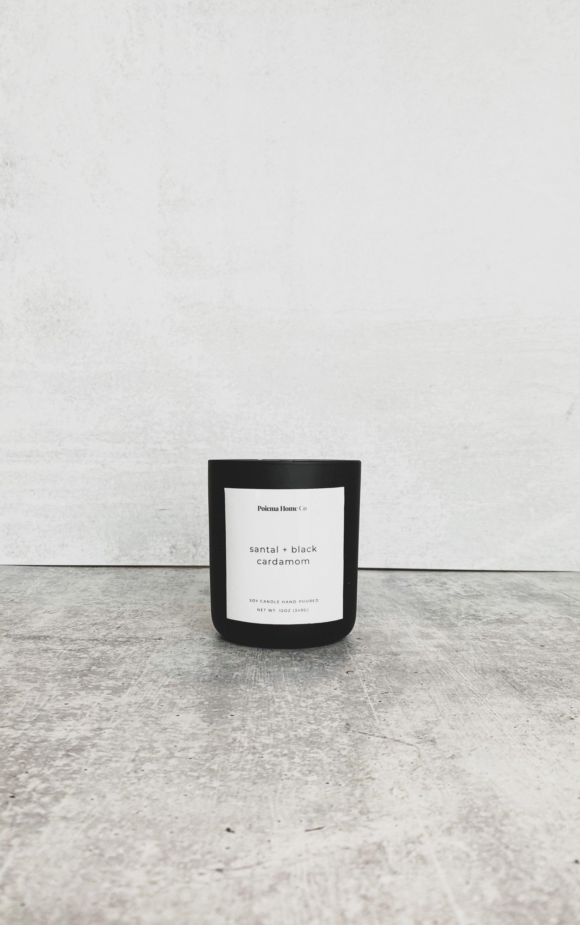 Luxury Hand-Poured Soy Wax Candles: Santal + Black Cardamom - Poiemahomeco