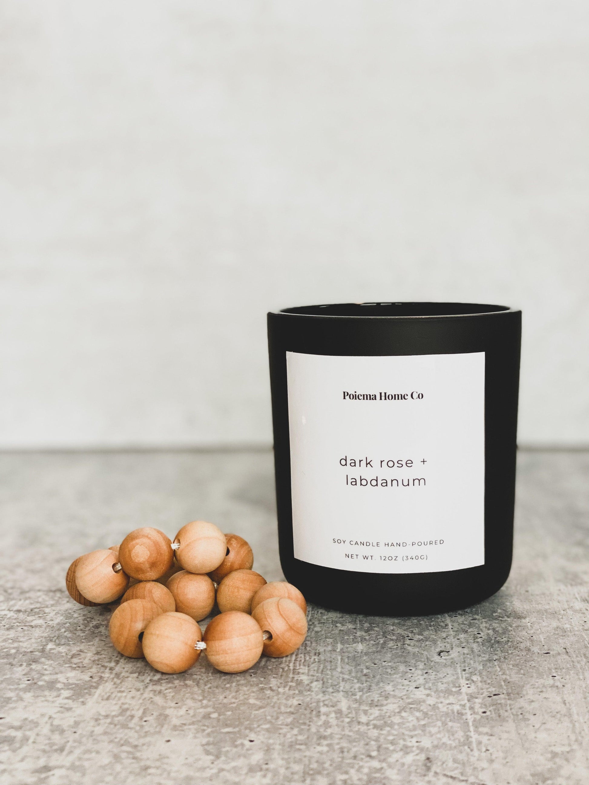 Luxury Hand-Poured Soy Wax Candles | Dark Rose + Labdanum - Poiemahomeco